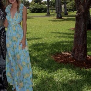 The Athena Cassini Maxi Dress - Blue and Floral